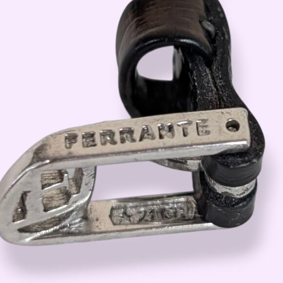 Ferrante Italian Black Leather & Sterling Silver Bracelet & Sliding Charms - Picture 5 of 7